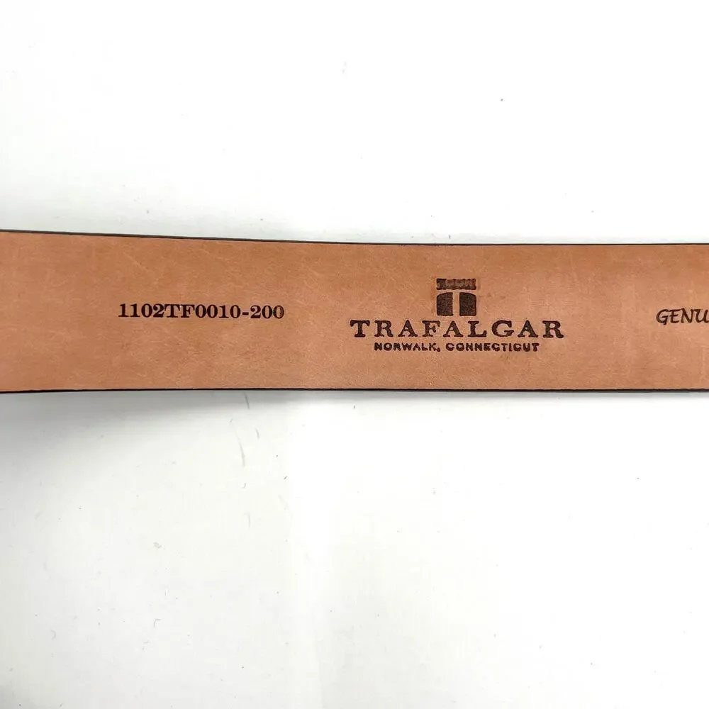 Trafalgar Ashton genuine Italian leather square buckle men’s brown tobacco belt